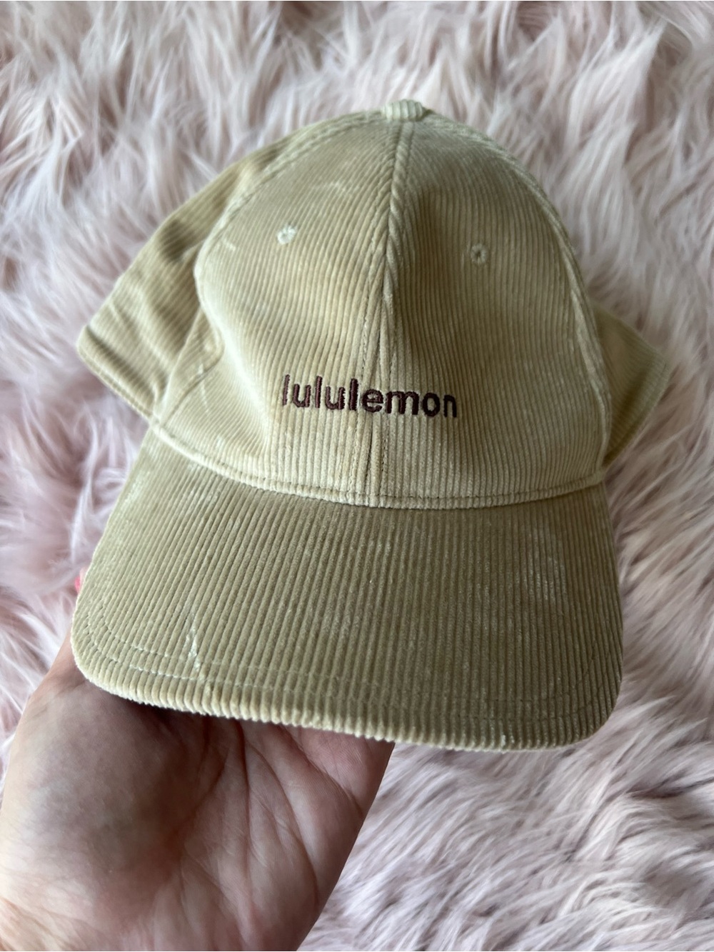 lululemon athletica Beige Corduroy Baseball Cap with Embroidered Logo
